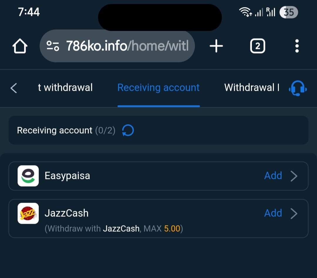 786KO Game Withdrawal