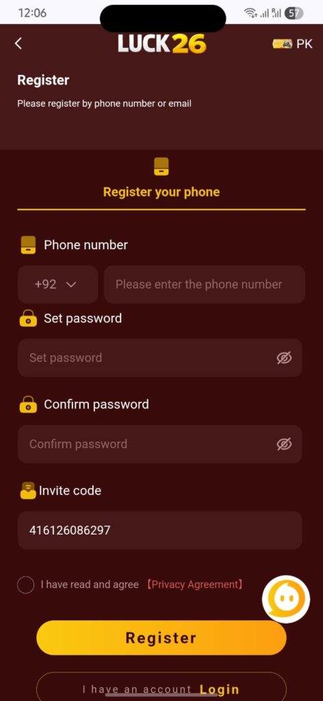 Luck26 Register Pakistan