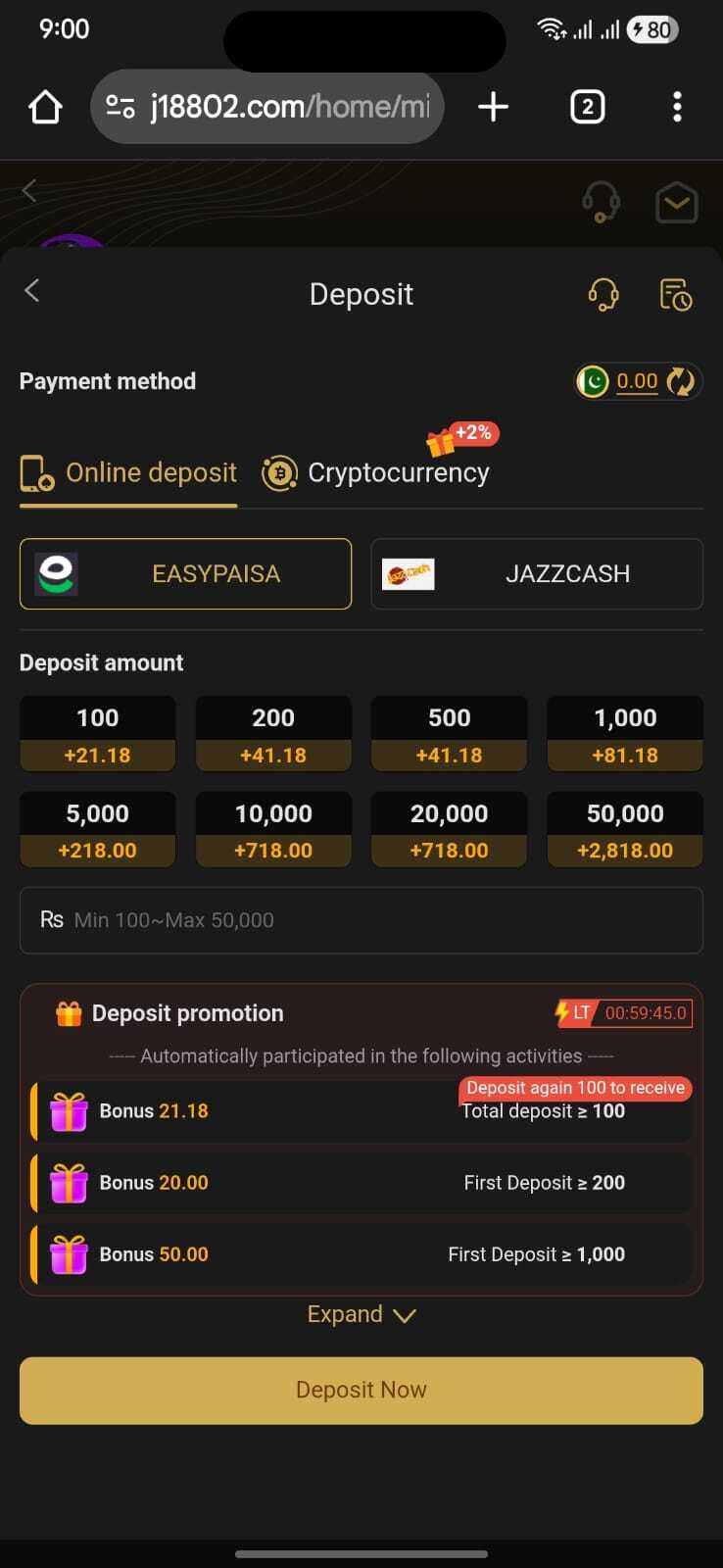 J188 Deposit Pakistan