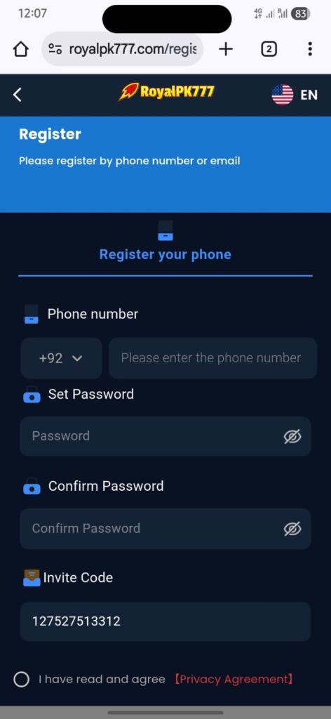 Royal PK 777 Register