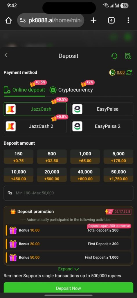 PK8888 Deposit Pakistan