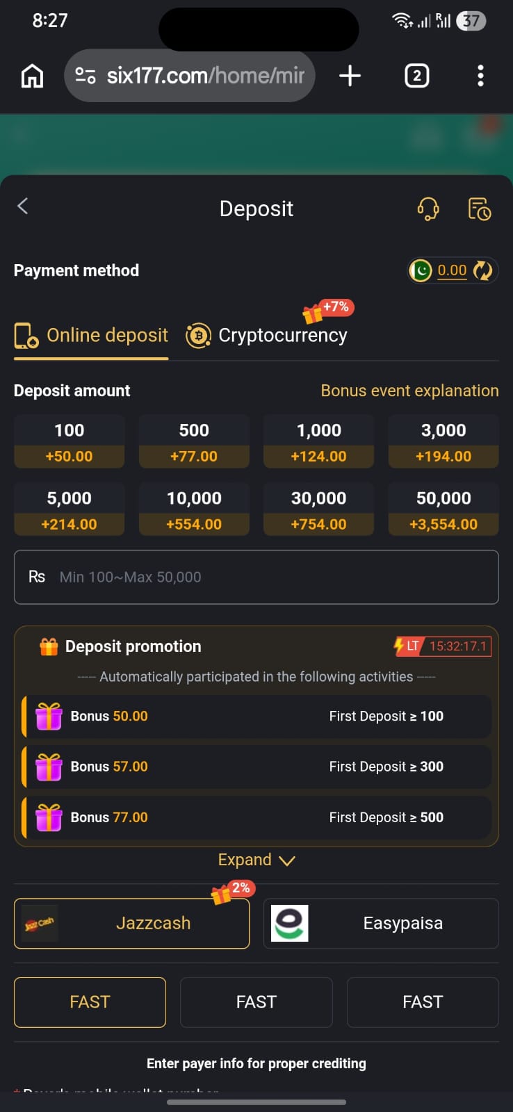 Six177 Deposit Pakistan